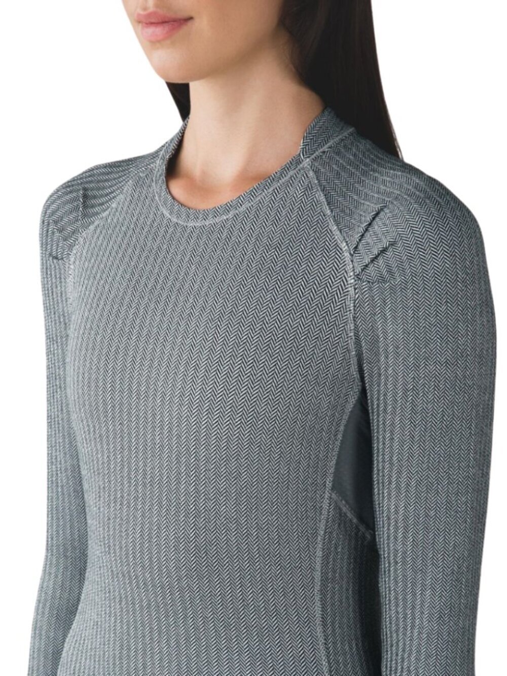 Lululemon Think Fast Long Sleeve Top Womens 6 Heathered Herringbone Workout Rulu - Picture 3 of 15